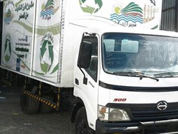 Waste sorting truck in Sarafand
